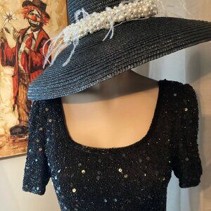 STUNNING TALK OF THE WALK ATLANTIC CITY SEXY LBD ALL-OVER SEQUIN A-LINE DRES XS